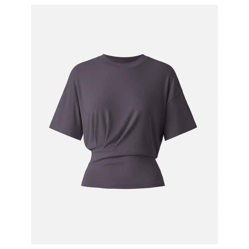 OGL Sandwashed Knit Scoop Neck Short Sleeve Tucked Tee Top Purple 2xL NWT